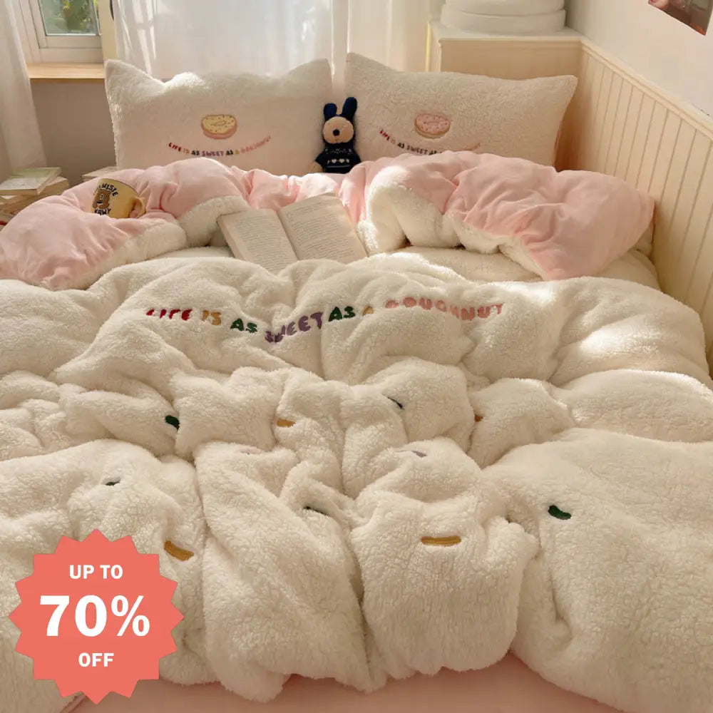 ミルクフリース寝具4点セット・AB面両面ふわふわ／冬用・キングサイズ