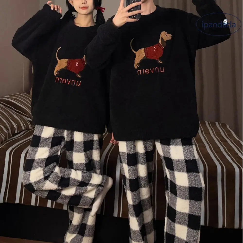 フリース カップル パジャマ レディース 秋冬 厚手 加厚 ふわふわ 可愛い セット メンズ サンゴフリース カートゥーン ルームウェア ID2891