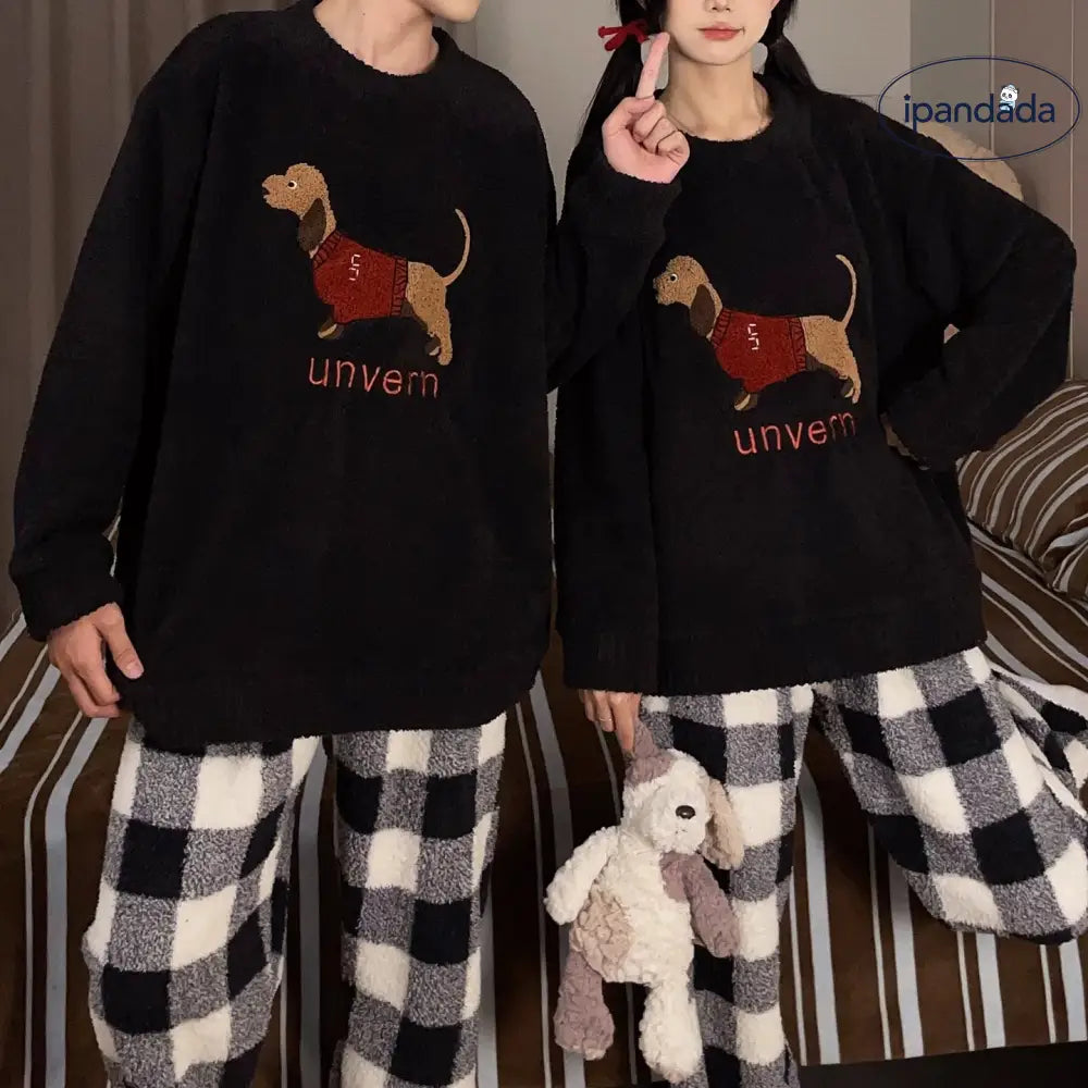 フリース カップル パジャマ レディース 秋冬 厚手 加厚 ふわふわ 可愛い セット メンズ サンゴフリース カートゥーン ルームウェア ID2891