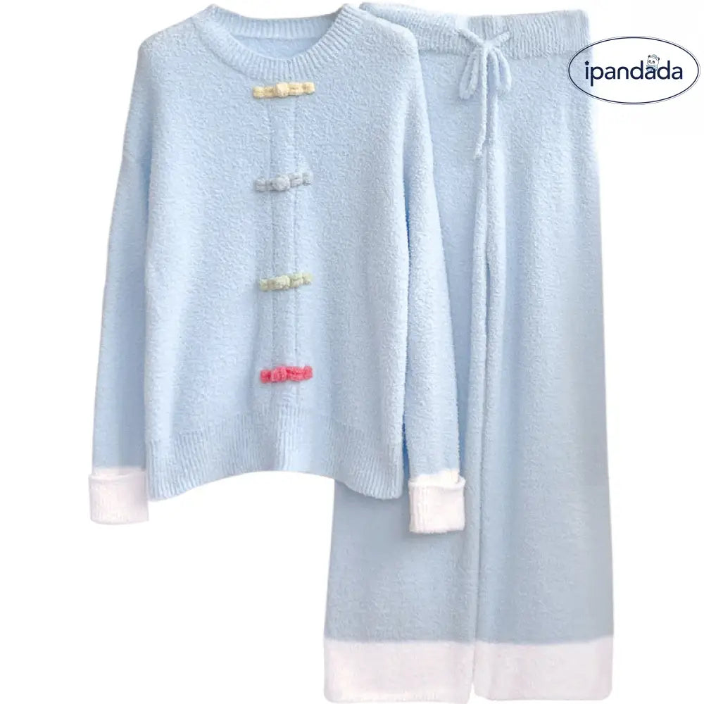 ふわふわ フリース パジャマ 女性用 秋冬 厚手 保温 ルームウェア セットアップ 外出可能 ID2808