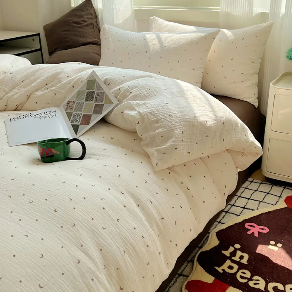 ハート柄/ドット柄 超柔らかい 肌に優しい 水洗いコットン 綿100% 四点