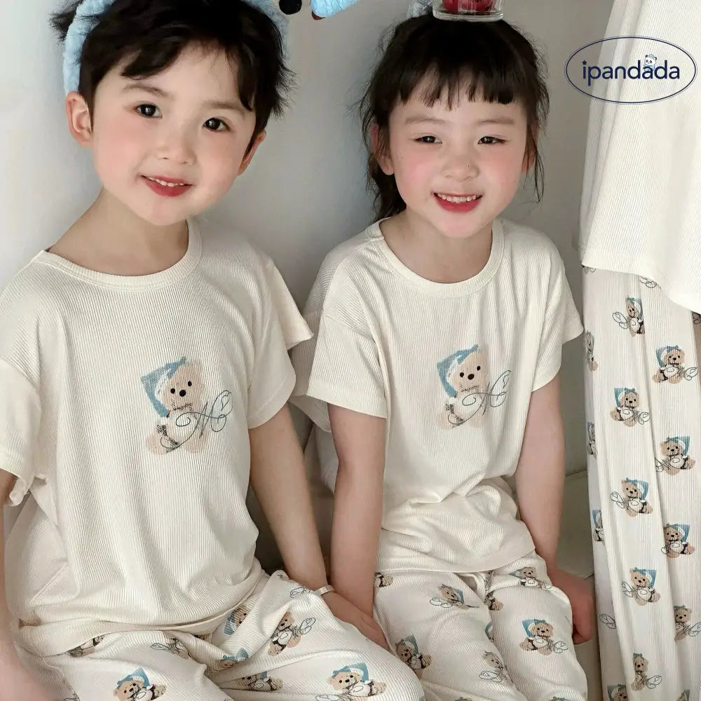 ID774 くま柄 親子服 半袖パジャマ 子供服 キッズ 女の子 男の子 パジャマ 半袖パジャマ ルームウェア 半袖ルームウェア ベビー&キッズ>キッズ