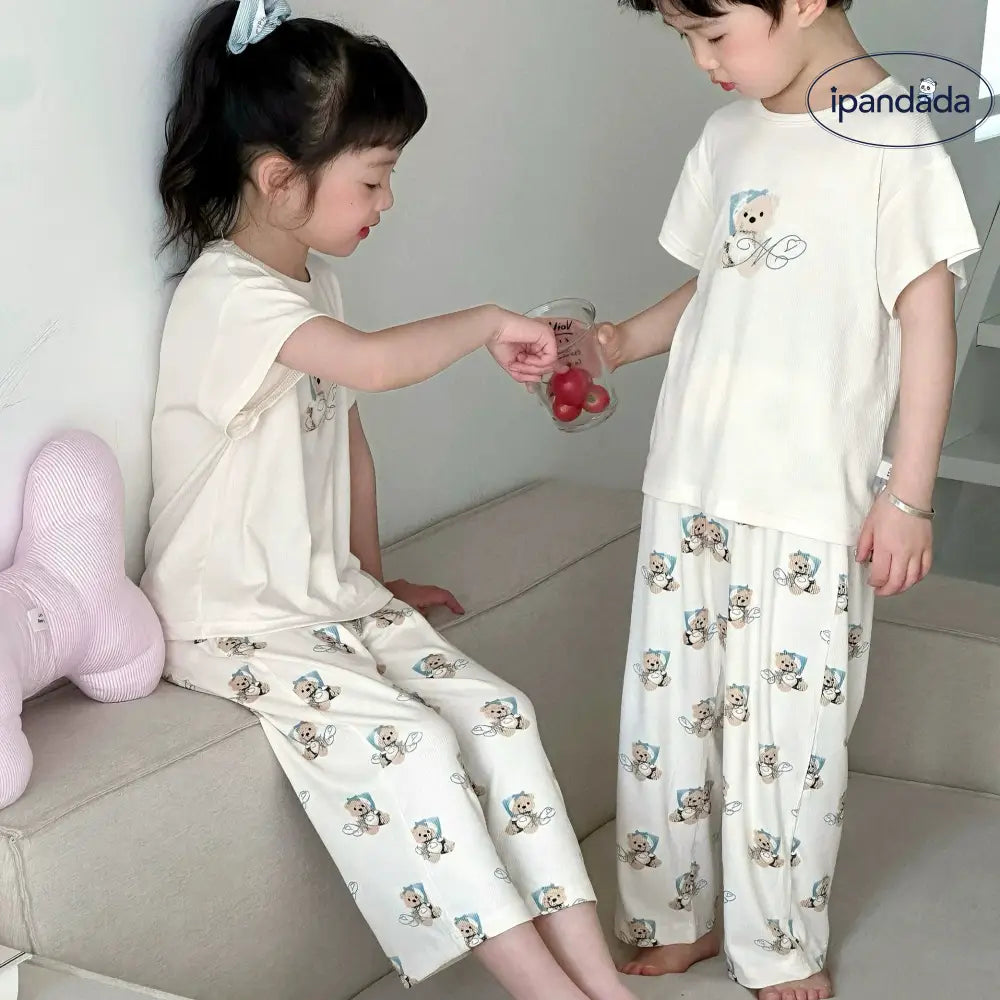 ID774 くま柄 親子服 半袖パジャマ 子供服 キッズ 女の子 男の子 パジャマ 半袖パジャマ ルームウェア 半袖ルームウェア ベビー&キッズ>キッズ