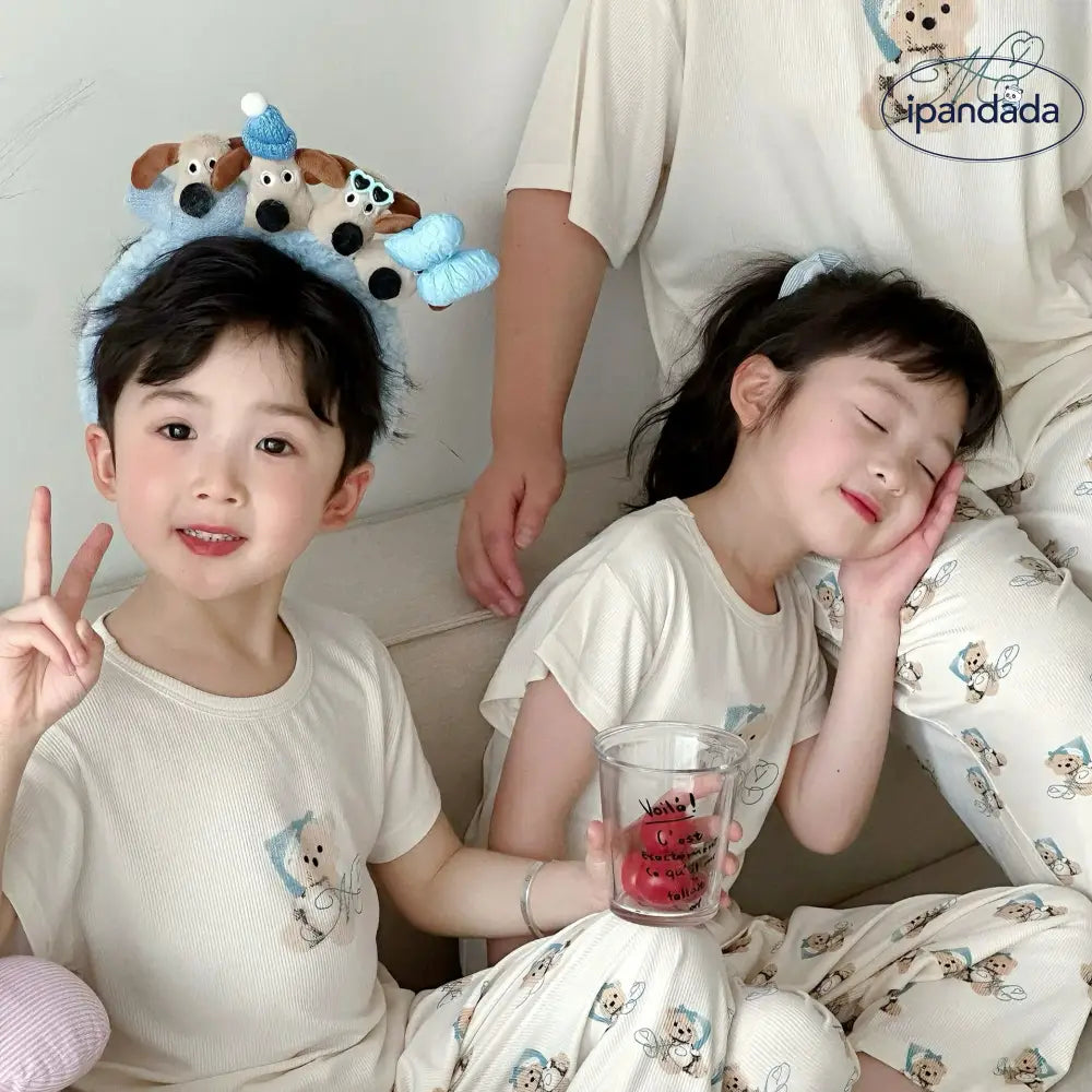 ID774 くま柄 親子服 半袖パジャマ 子供服 キッズ 女の子 男の子 パジャマ 半袖パジャマ ルームウェア 半袖ルームウェア ベビー&キッズ>キッズ