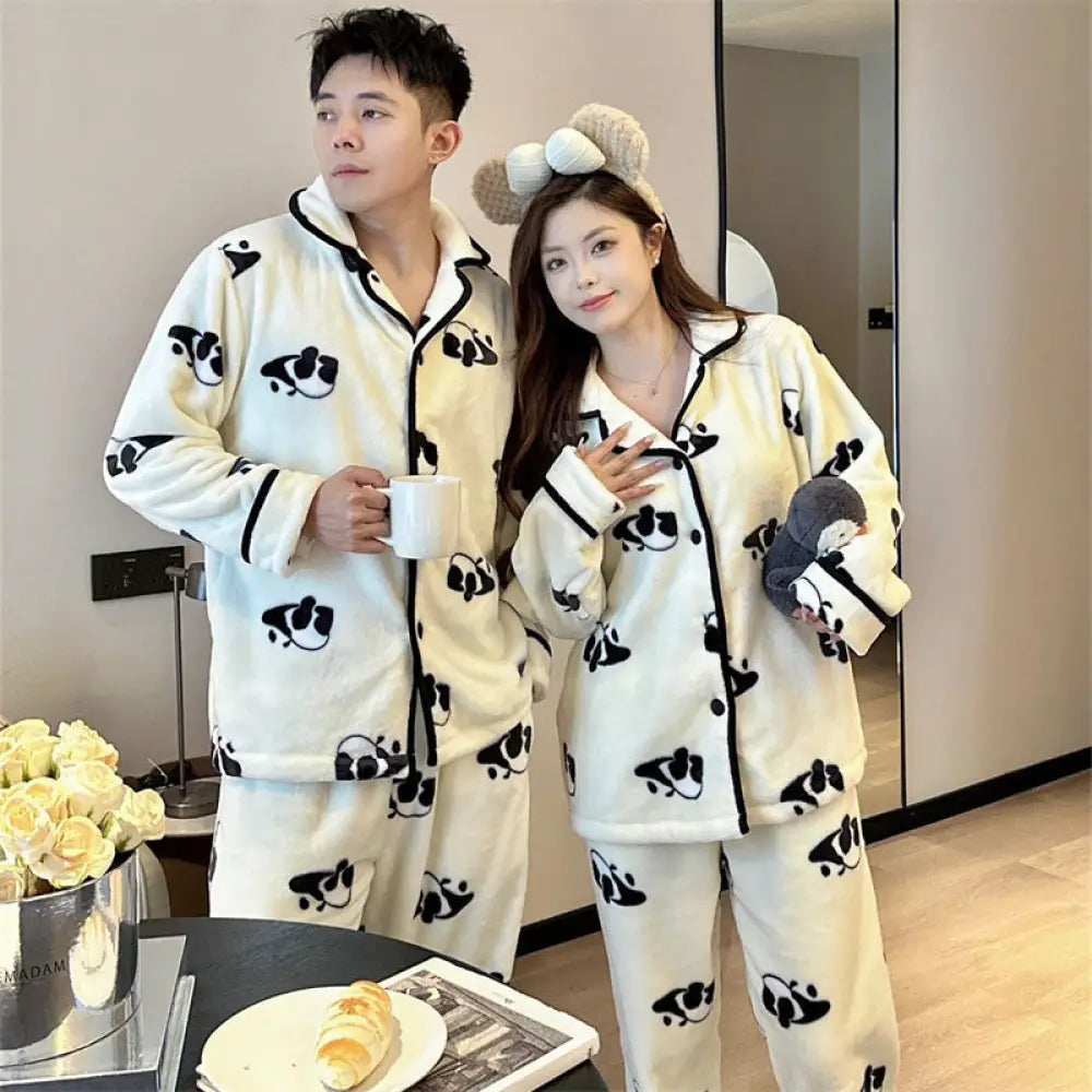 ぬくぬく カップル パジャマ ベビーフリース パジャマ レディース 保温 加毛 厚手 メンズ ルームウェア セット ID2896