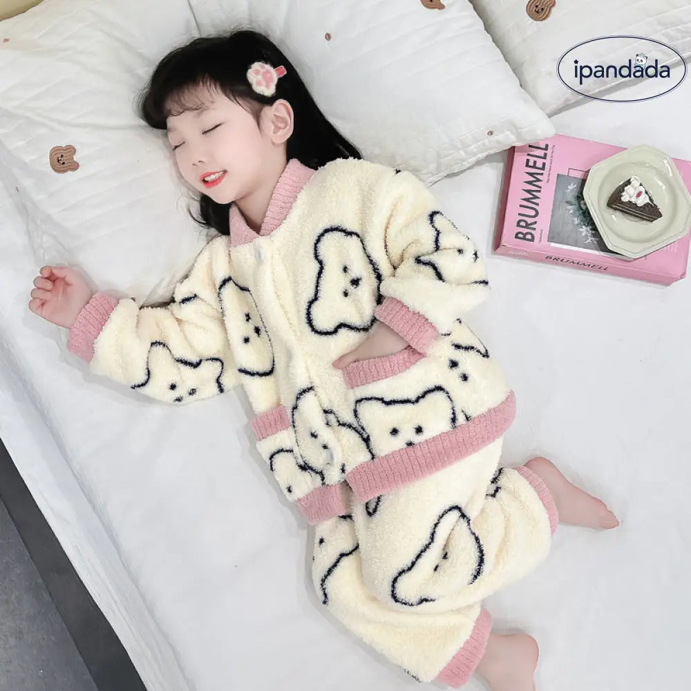 女の子 パジャマ 秋冬用 コーラルフリース 女の子用 厚手 フランネル 冬季 子供 ルームウェア セット ID2944