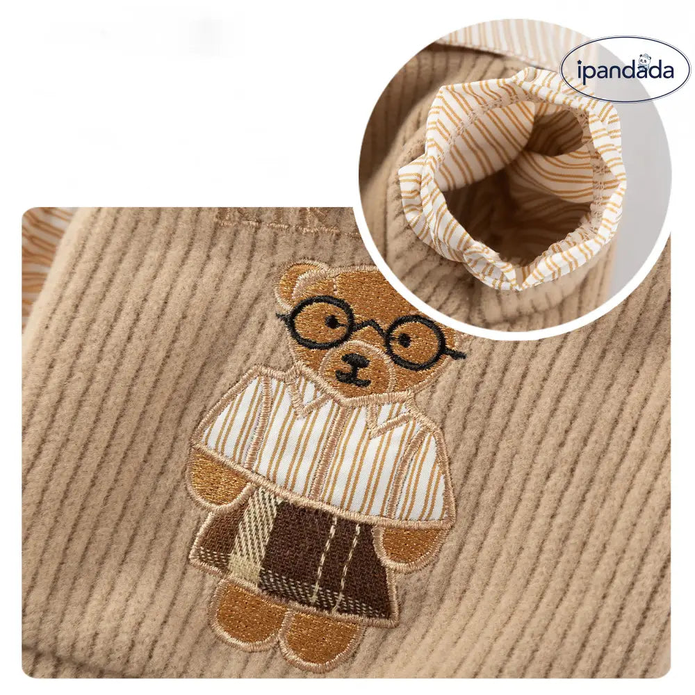 秋冬 ペットウェア アカデミースタイル 小熊 刺繍 カップル ペアルック 2点セット 小型犬 ビション フリーゼ テディ ドッグウェア ID2798