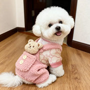 犬服 秋冬 新作 厚手 保温 コットンジャケット 小型犬 テディベア ビション ポメラニアン 四足サスペンダーパンツ ID2849
