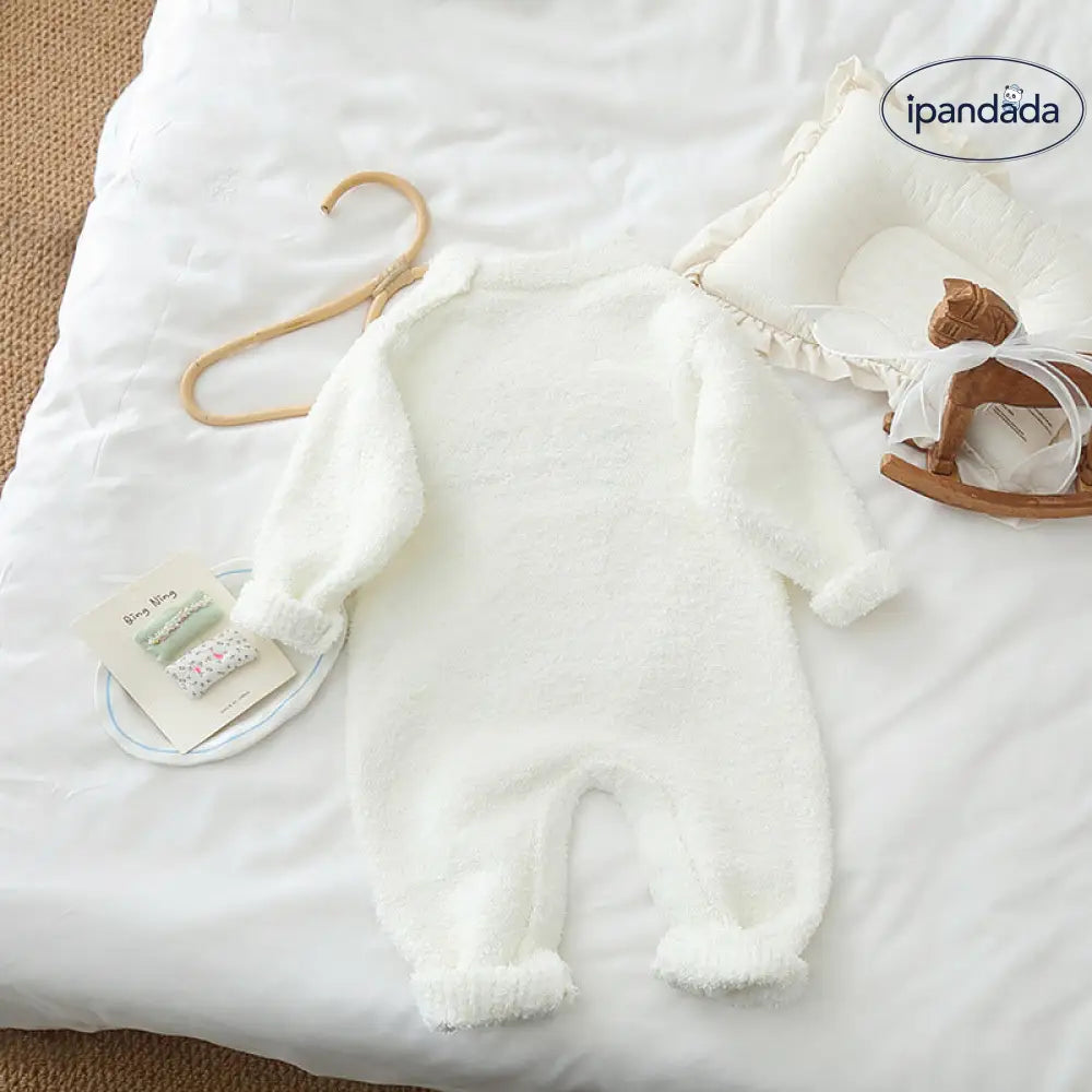 ベビー ロンパース 赤色 セーター 半分 フリース ルームウェア  男の子 女の子 オールインワン ID2945