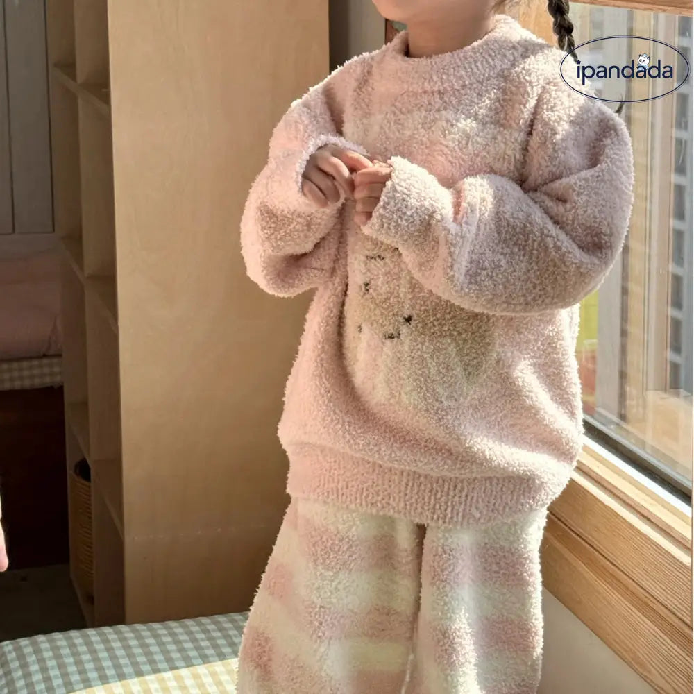 子供 フリース パジャマ セット 秋冬 新作 親子 男女子 保温 ルームウェア セット ID2919