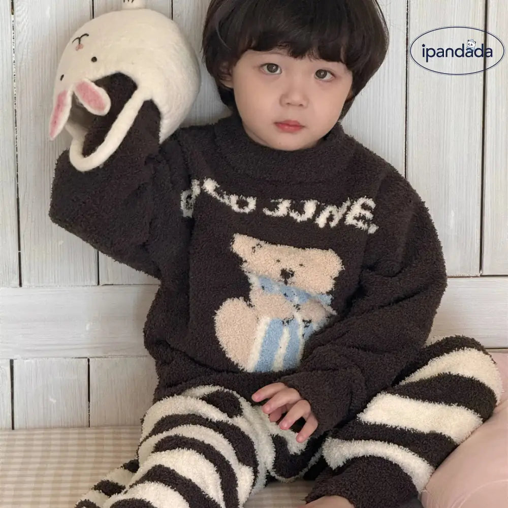 子供 フリース パジャマ セット 秋冬 新作 親子 男女子 保温 ルームウェア セット ID2919