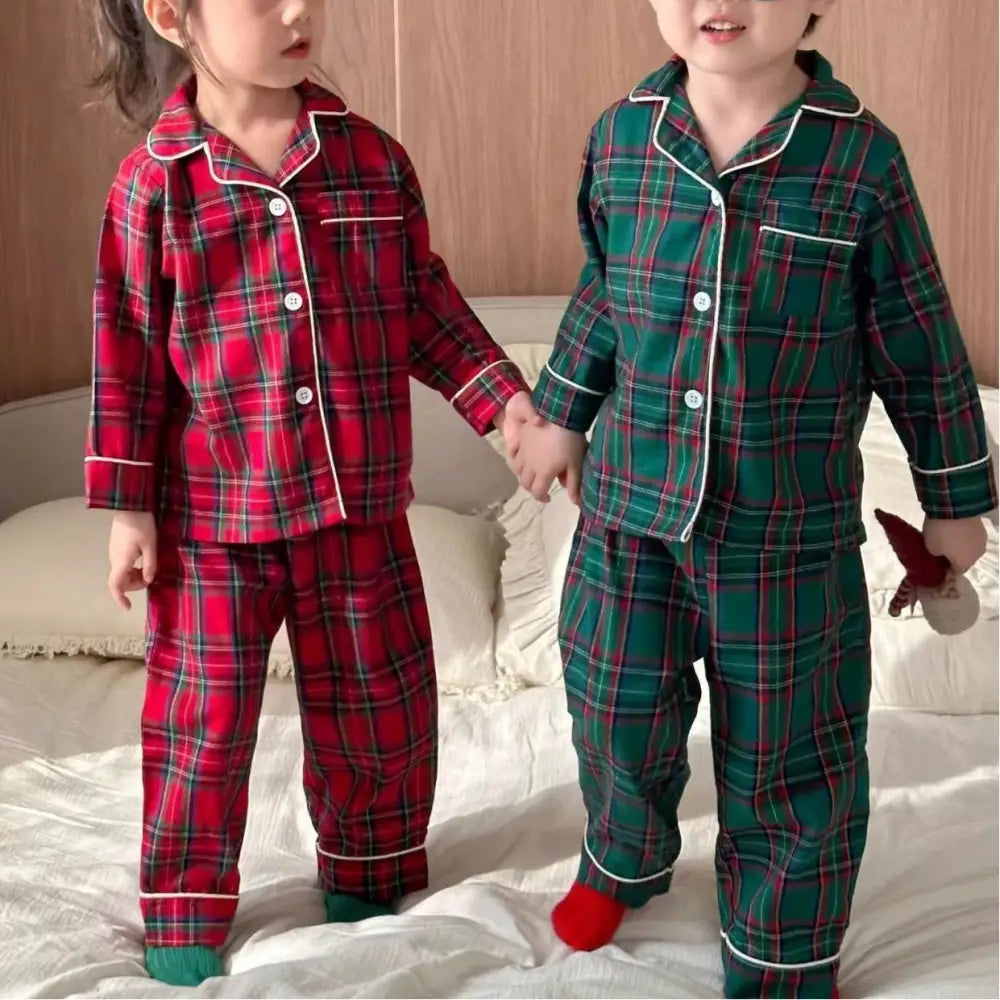 子供用 パジャマセット チェック柄 クリスマス 秋冬 長袖 ベビー