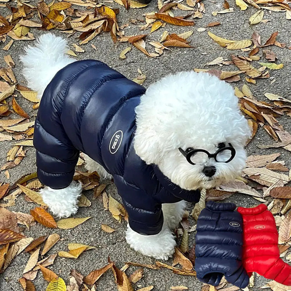 ペット 四足 コットンウェア 冬用 厚手 犬服 テディ ビション ベーメ ヨークシャー 小型犬 秋冬用 コート ID3076 ネイビー / XS