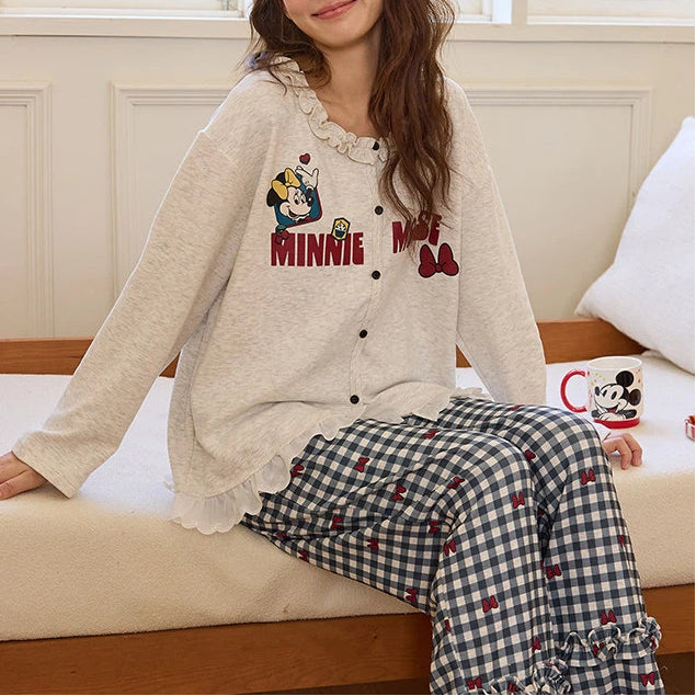 チェック柄 ルームウェア レディース 春 長袖 カーディガンタイプ 前開き 胸パッド付き ブラ付き 部屋着 パジャマ セットアップ 柔らか 肌触り おうち時間 快適 かわいい ID4236