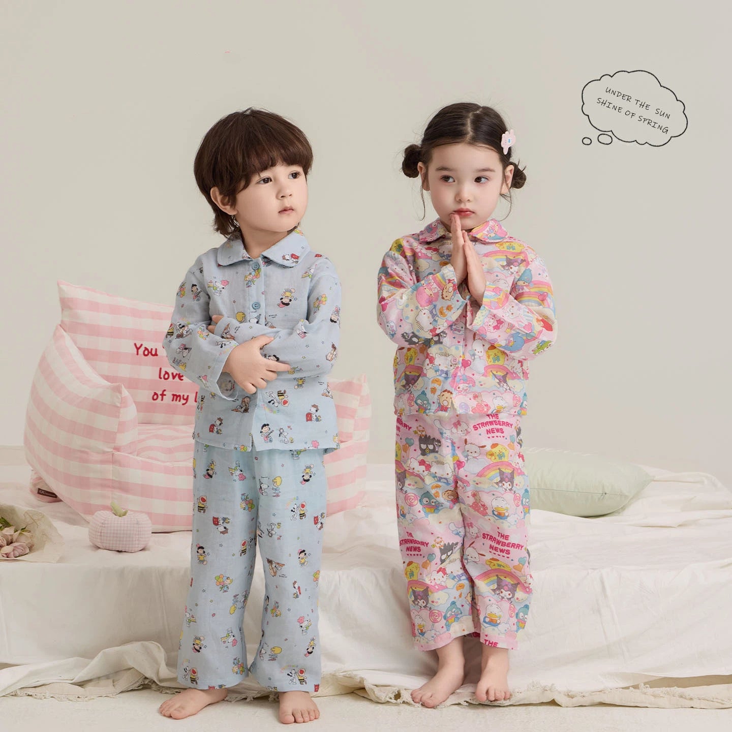 キッズ パジャマ 子供 ベビー 春夏 薄手 ガーゼ ソフト 肌触り 冷房対策 クール 空调服 インスタ映え Ins風 おしゃれ かわいい キャラクター 動物柄 カジュアル ルームウェア 部屋着 セットアップ 男の子 女の子 ギフト ID4239