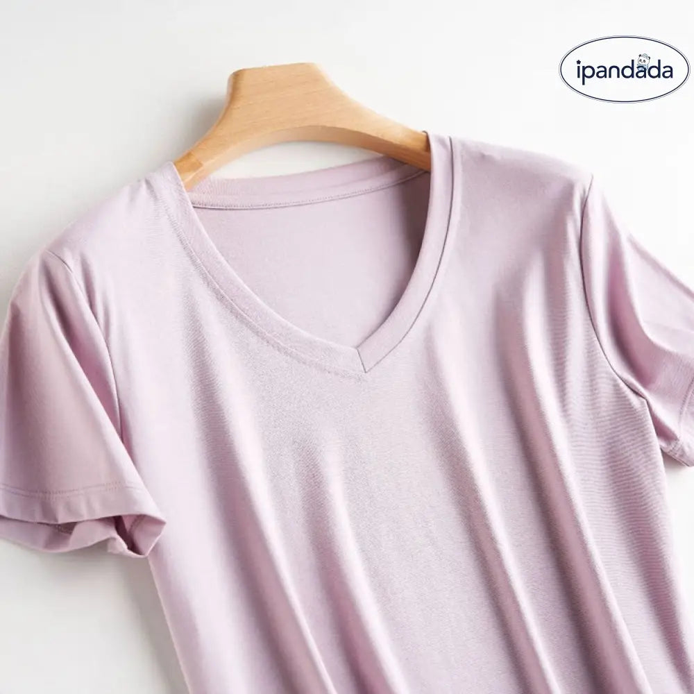 ID591 10色 両面 コットン100% Tシャツ レディース 半袖 ホワイト 夏 ゆったり Vネック 無地 レディース > トップス