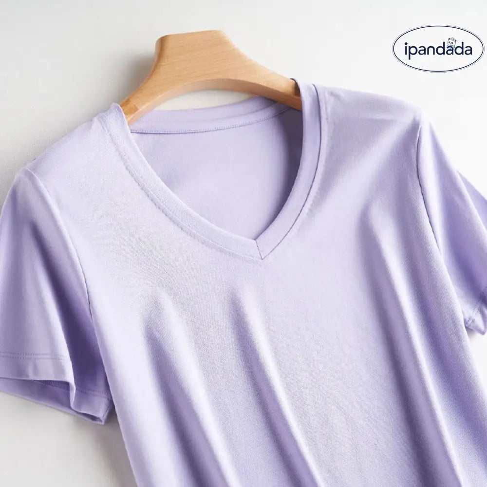 ID591 10色 両面 コットン100% Tシャツ レディース 半袖 ホワイト 夏 ゆったり Vネック 無地 レディース > トップス