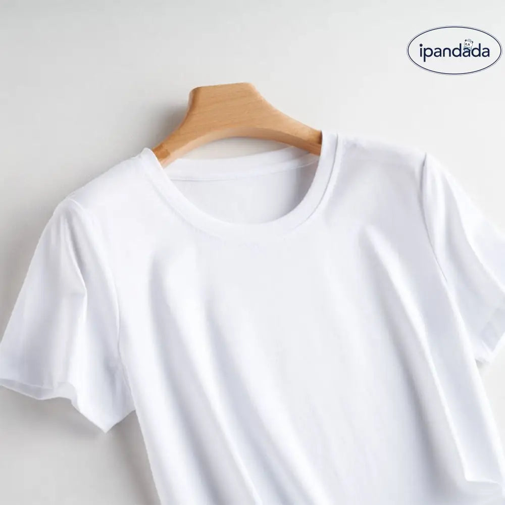 ID591 10色 両面 コットン100% Tシャツ レディース 半袖 ホワイト 夏 ゆったり Vネック 無地 ホワイト《丸首》 / S レディース > トップス