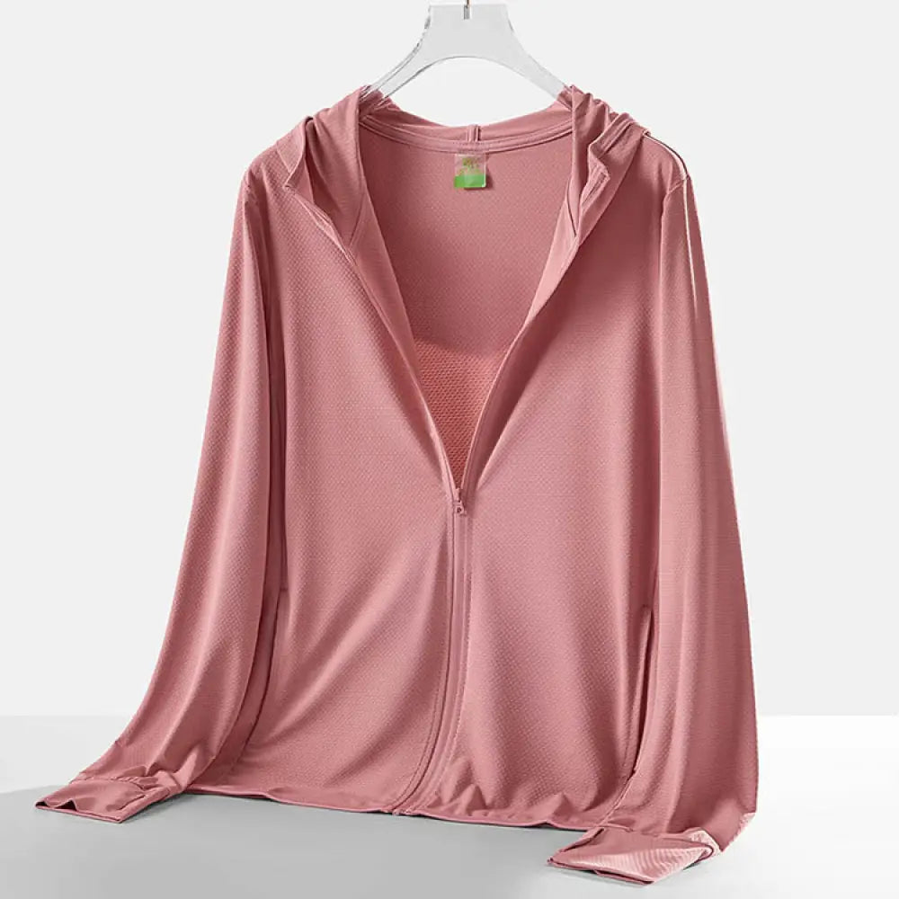 ID1080 11色展開 UVカット アウター 夏用 接触冷感 レディース メンズ ユニセックス ニット 日焼け止めジャケット 洗える m-4L対応 ポケット付き ピンク③ / M 外出着＞アウター
