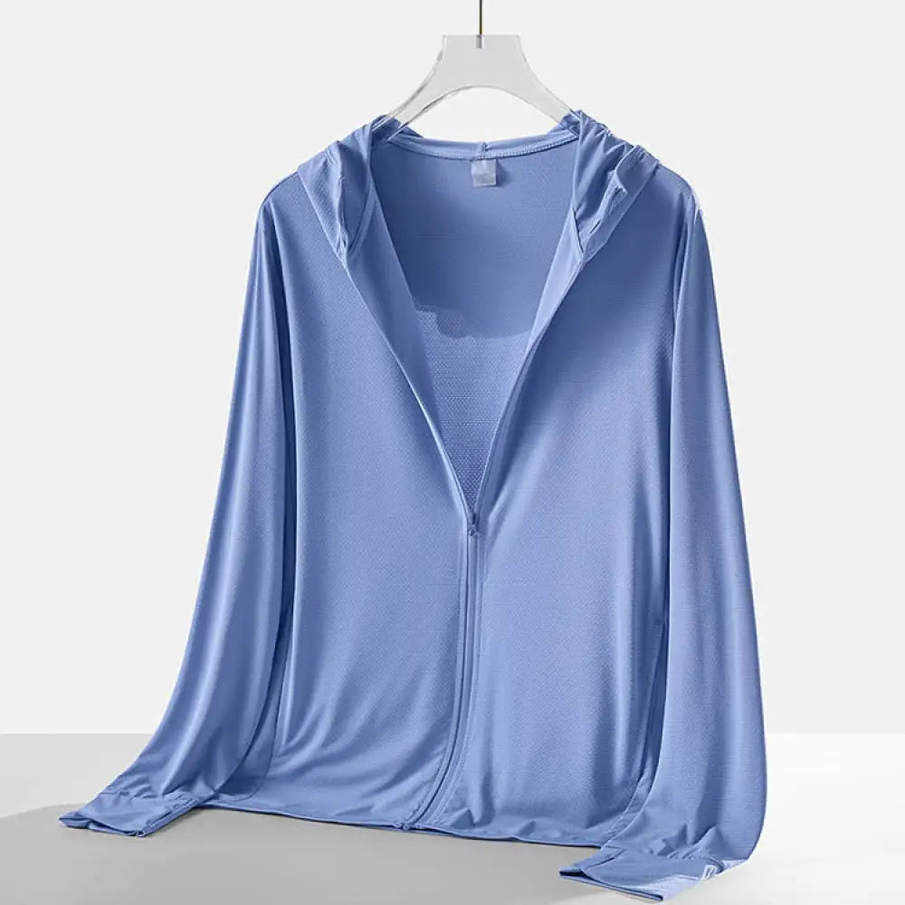 ID1080 11色展開 UVカット アウター 夏用 接触冷感 レディース メンズ ユニセックス ニット 日焼け止めジャケット 洗える m-4L対応 ポケット付き スカイブルー/メンズ / M 外出着＞アウター
