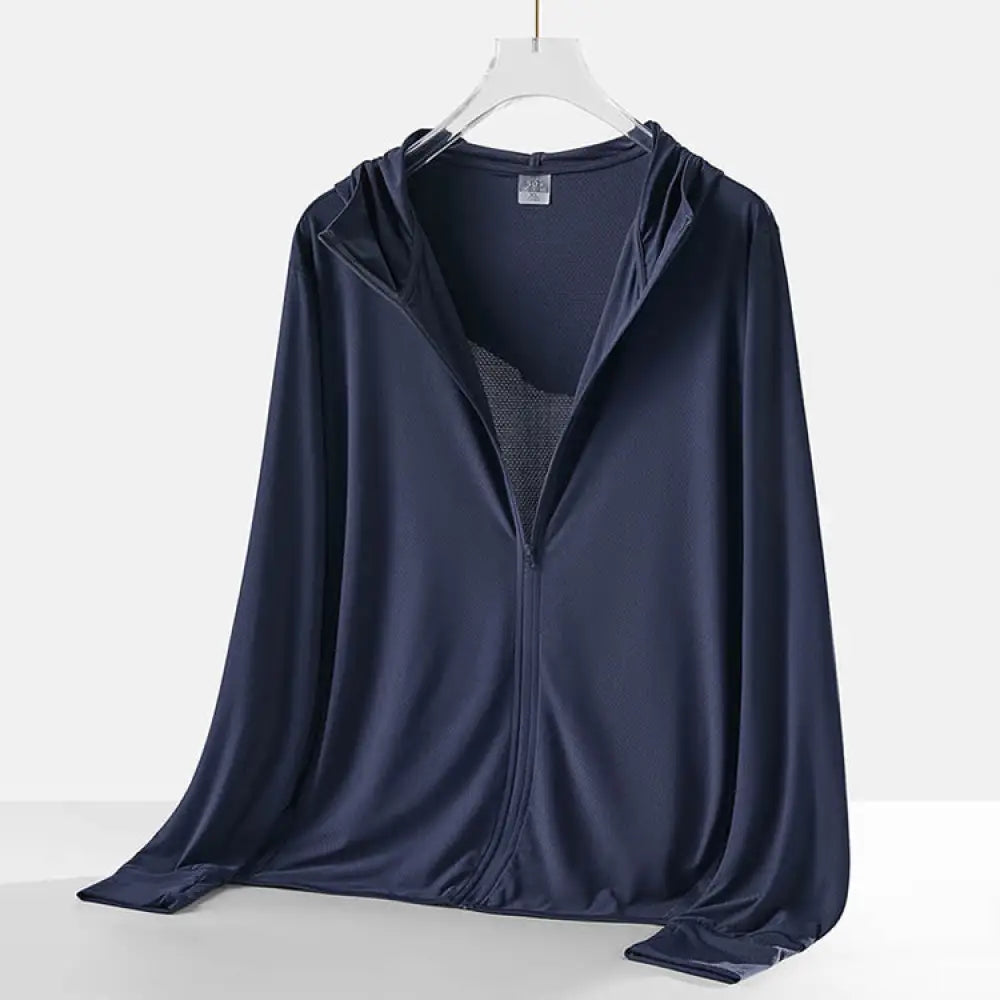 ID1080 11色展開 UVカット アウター 夏用 接触冷感 レディース メンズ ユニセックス ニット 日焼け止めジャケット 洗える m-4L対応 ポケット付き ネイビー / M 外出着＞アウター