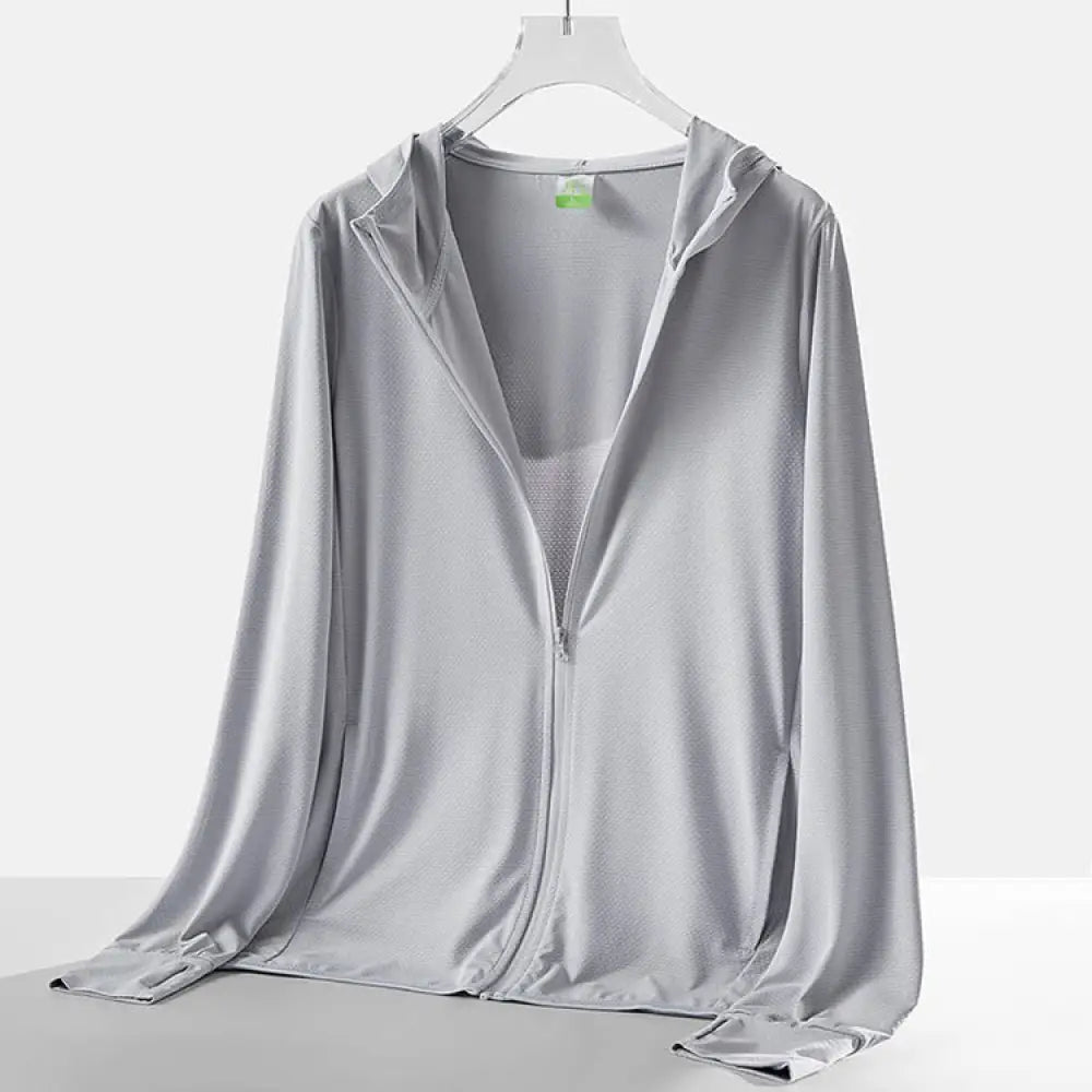 ID1080 11色展開 UVカット アウター 夏用 接触冷感 レディース メンズ ユニセックス ニット 日焼け止めジャケット 洗える m-4L対応 ポケット付き グレー / M 外出着＞アウター