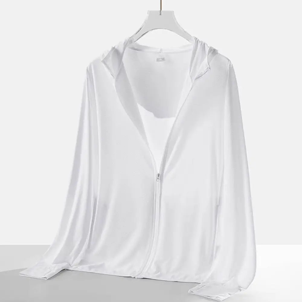 ID1080 11色展開 UVカット アウター 夏用 接触冷感 レディース メンズ ユニセックス ニット 日焼け止めジャケット 洗える m-4L対応 ポケット付き ホワイト / M 外出着＞アウター