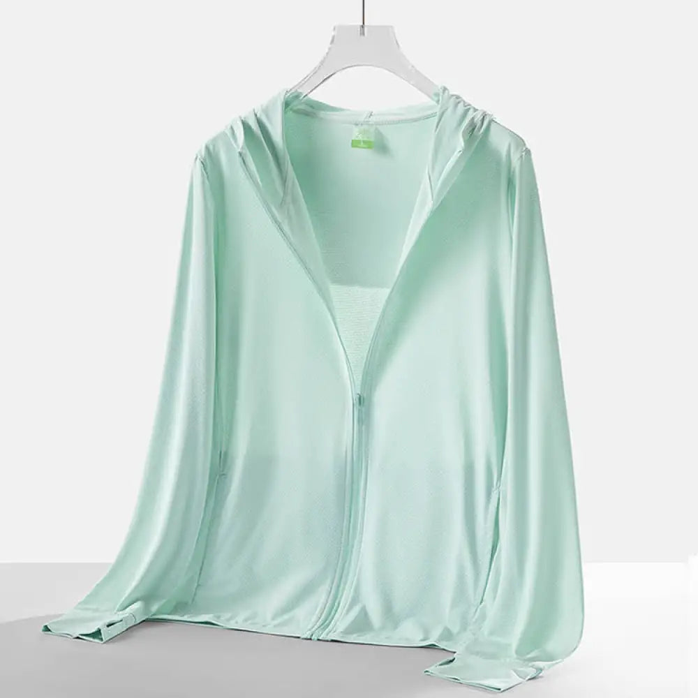 ID1080 11色展開 UVカット アウター 夏用 接触冷感 レディース メンズ ユニセックス ニット 日焼け止めジャケット 洗える m-4L対応 ポケット付き グリーン / M 外出着＞アウター