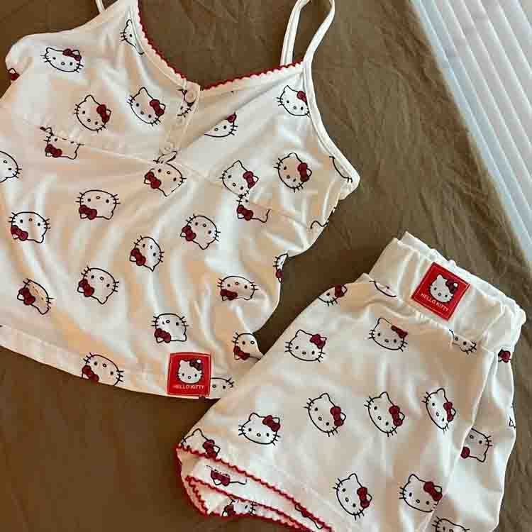 ID621 インスタ風  プリント 可愛い セクシー キャミソール  ショートパンツ セット かわいい ルームウェア シンプル 外出可