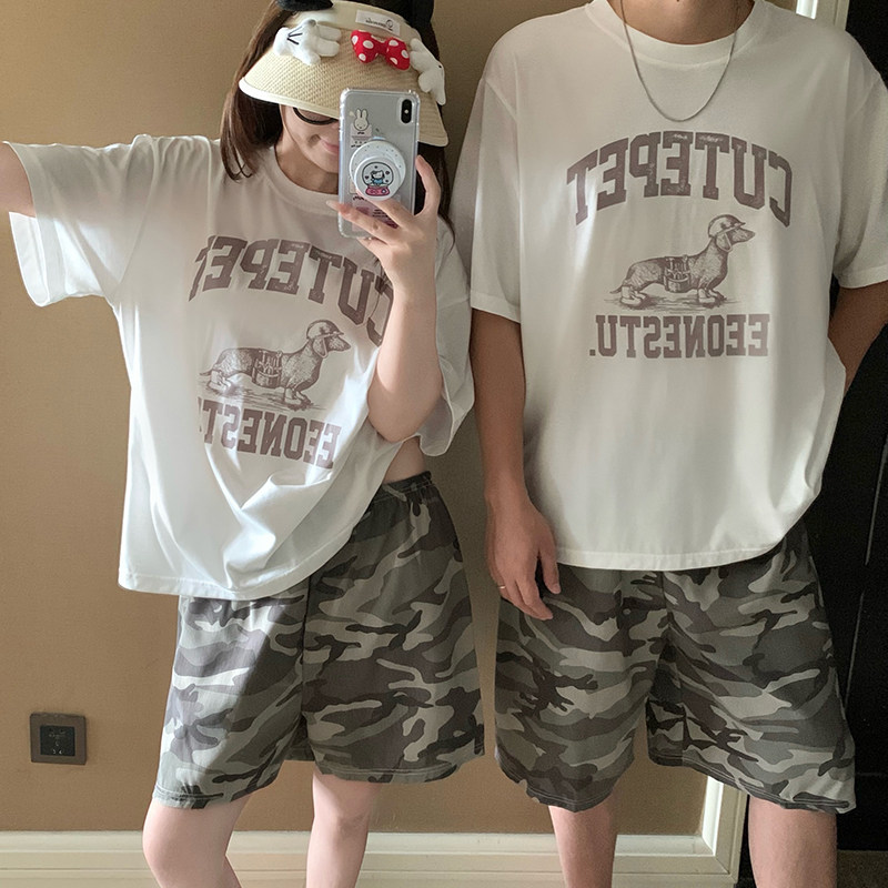 カップル パジャマ レディース 夏 半袖 ショートパンツ セット かわいい カートゥーン ミッキー メンズ プルオーバー ルームウェア 肌にやさしい 快適 ゆったり ID4718