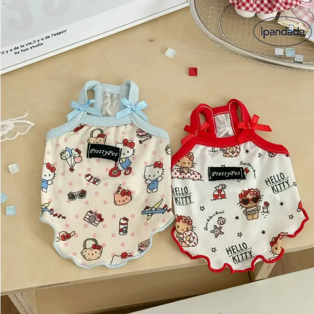ID1673 3色展開 KTキャット  ペット用 外出着 夏 クール ノースリーブ アイスシルク 涼感 ストレッチ 犬 猫 兼用 通気性 軽量 洗える