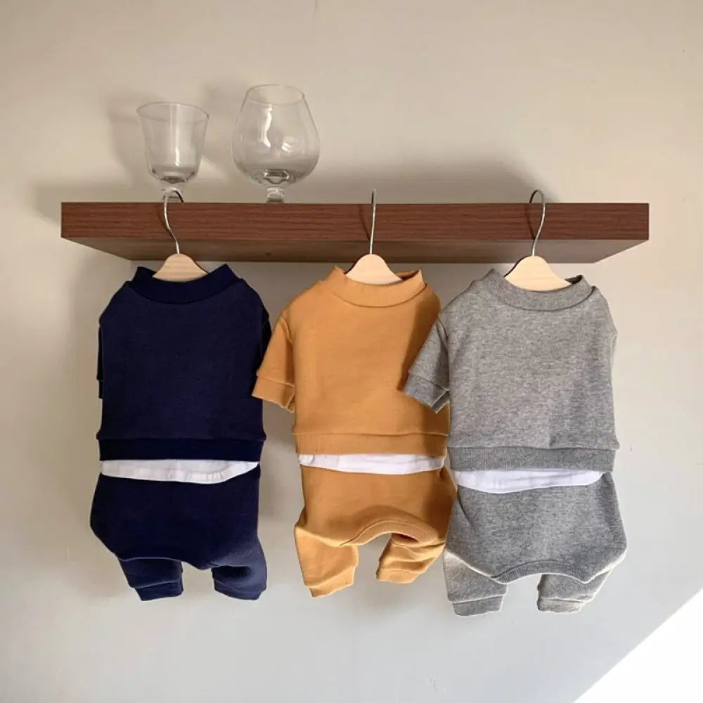 3色展開 犬服 ドッグウエア つなぎ カバーオール 裏起毛 暖かい シンプル 犬の服 ペット服 抜け毛防止 可愛い オシャレ ユニセックス インスタ映え お散歩 小型犬 中型犬 ペット用品＞ウェア