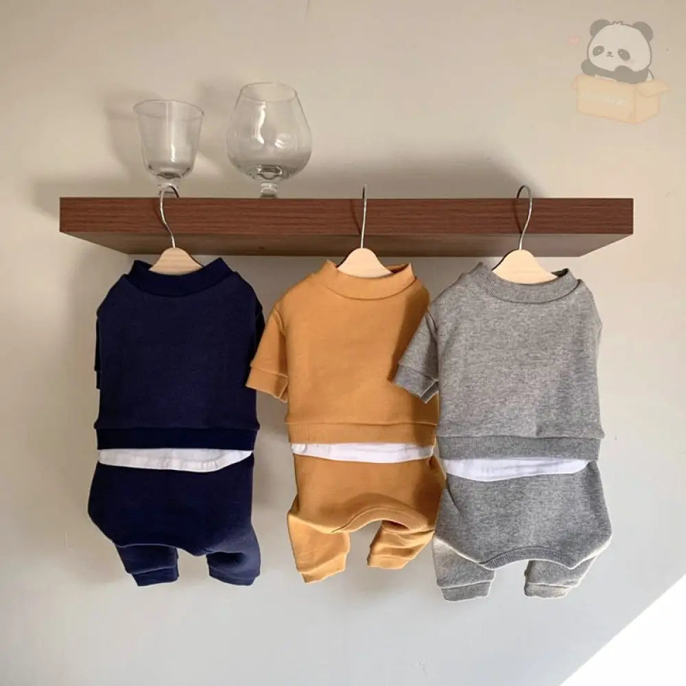 3色展開 犬服 ドッグウエア つなぎ カバーオール 裏起毛 暖かい シンプル 犬の服 ペット服 抜け毛防止 可愛い オシャレ ユニセックス インスタ映え お散歩 小型犬 中型犬 ペット用品＞ウェア