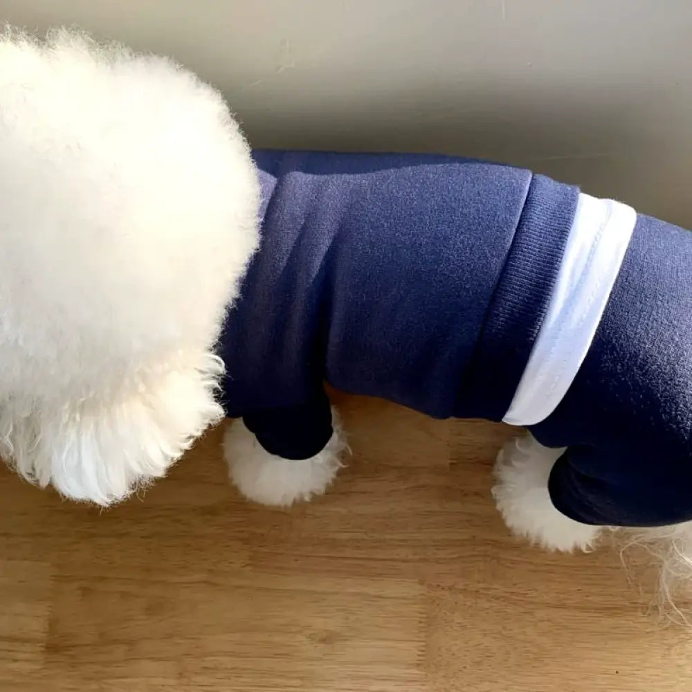3色展開 犬服 ドッグウエア つなぎ カバーオール 裏起毛 暖かい シンプル 犬の服 ペット服 抜け毛防止 可愛い オシャレ ユニセックス インスタ映え お散歩 小型犬 中型犬 ネイビー / XS ペット用品＞ウェア