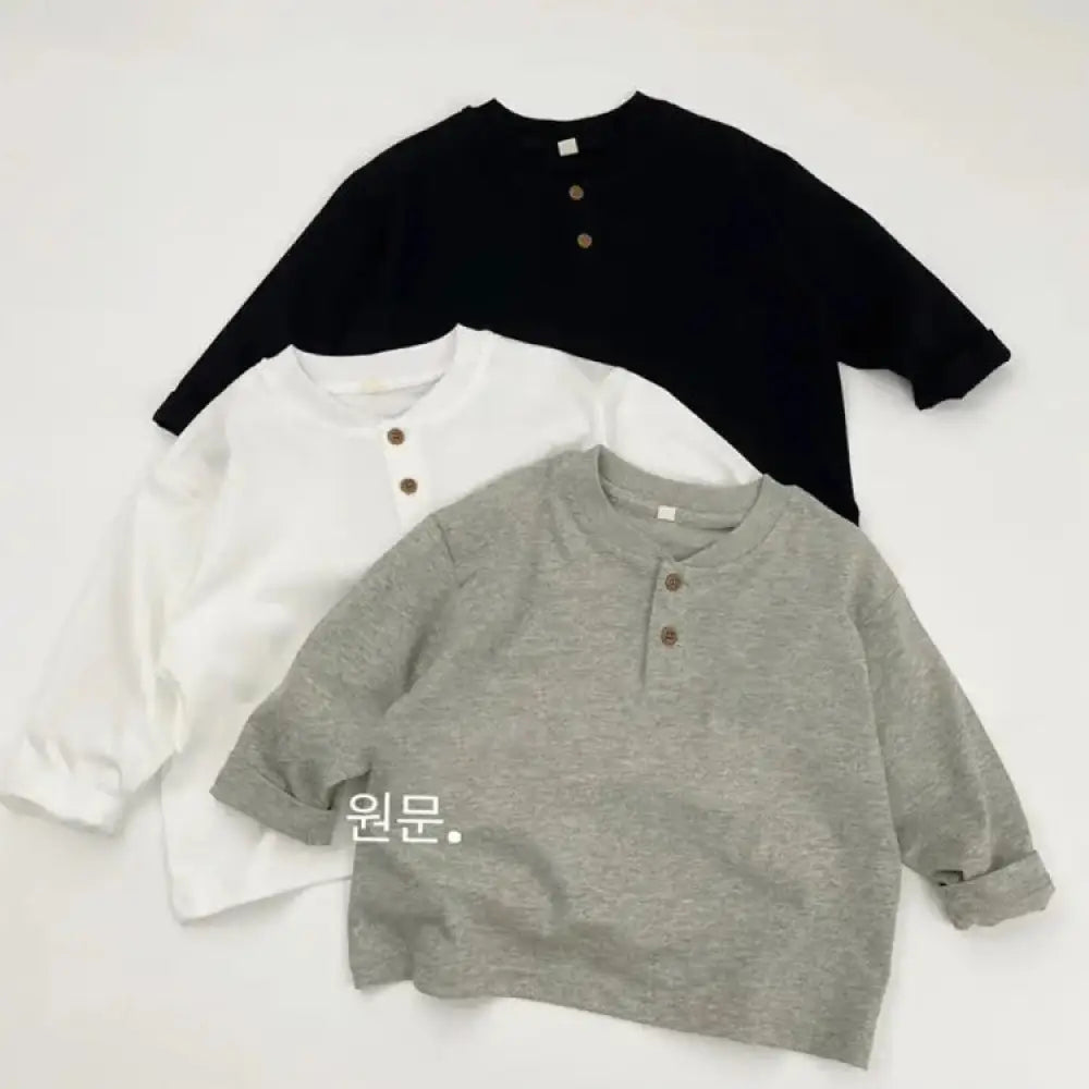 3色展開 シンプル デイリー Tシャツ キッズ 新作 男の子 女の子 長袖ポロシャツ 綿100% 柔肌タッチ 韓国風 肌着 ベビー・キッズ ID3986 ベビー＆キッズ＞キッズ