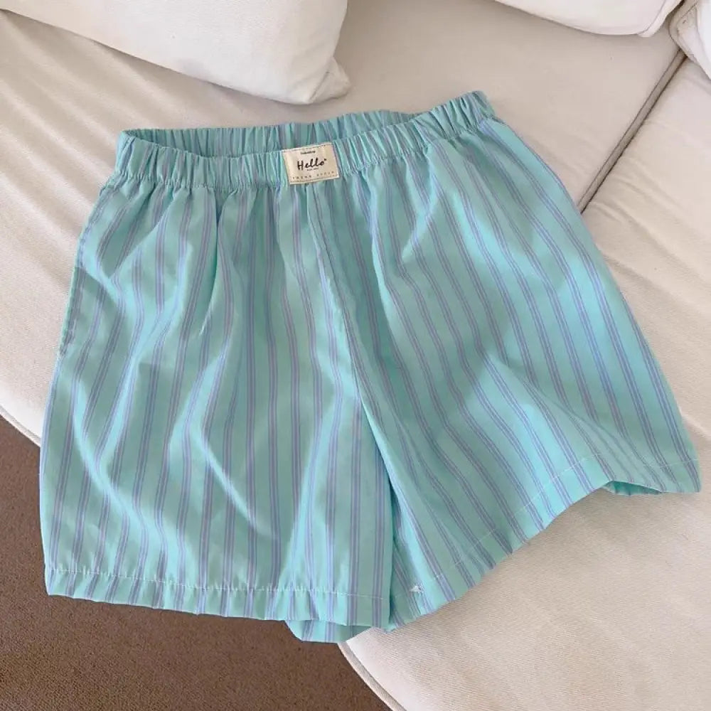 ID592 3色展開 ストライプ柄 ルームパンツ レディース パジャマ 春 夏 柔らかく軽い 部屋着 女性 可愛い ギフト ルームウェア おそろい グリーン / フリー レディース＞ボトムス