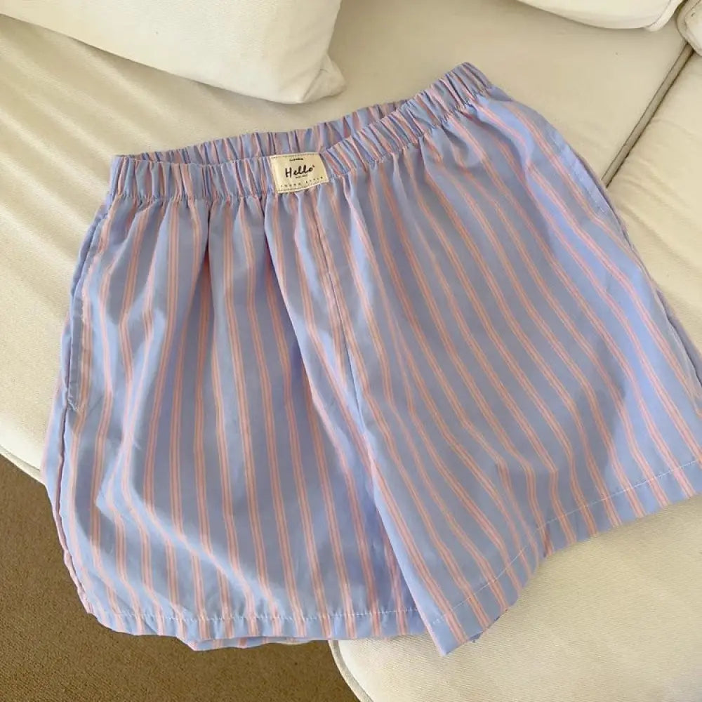 ID592 3色展開 ストライプ柄 ルームパンツ レディース パジャマ 春 夏 柔らかく軽い 部屋着 女性 可愛い ギフト ルームウェア おそろい パープル / フリー レディース＞ボトムス