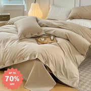 4点セット コットン シーツ 布団カバー 3点セット ベッド用品 ID3303 ベージュ / フラットシーツ 1.2m 3点セット（掛け布団カバー 150*200）