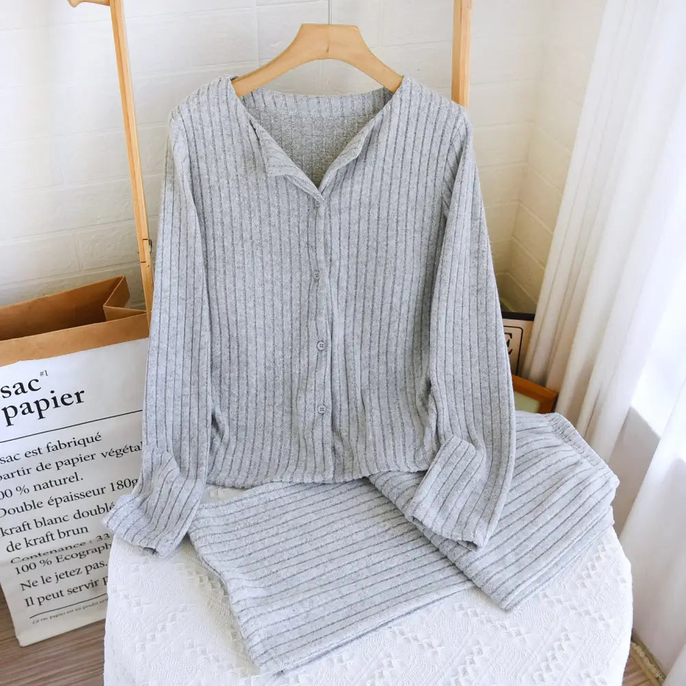 4色展開 カップル対応 保温 裏起毛 パジャマセット ブラ付き 長袖 ゆったり 春 秋 暖かい ルームウェア インナーコーデ 自宅 カジュアル プレゼント ID4064 ブルー / M