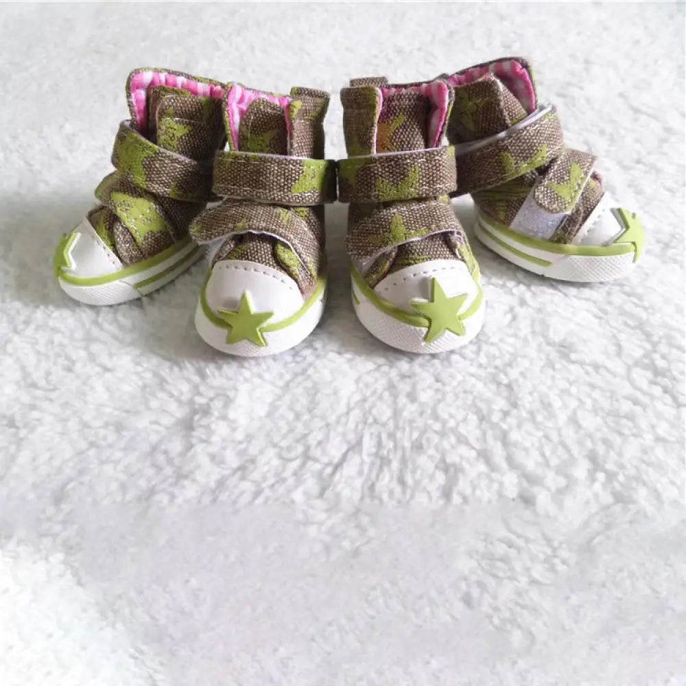 ID879 4色展開 犬 靴 シューズ ペット ドッグ 肉球保護 ペットグッズ 4ピース ドッグ 足裏 肉球保護 小型犬 中型犬 スニーカー 汚れ防止 タイプ④ / S ペット用品＞ウェア