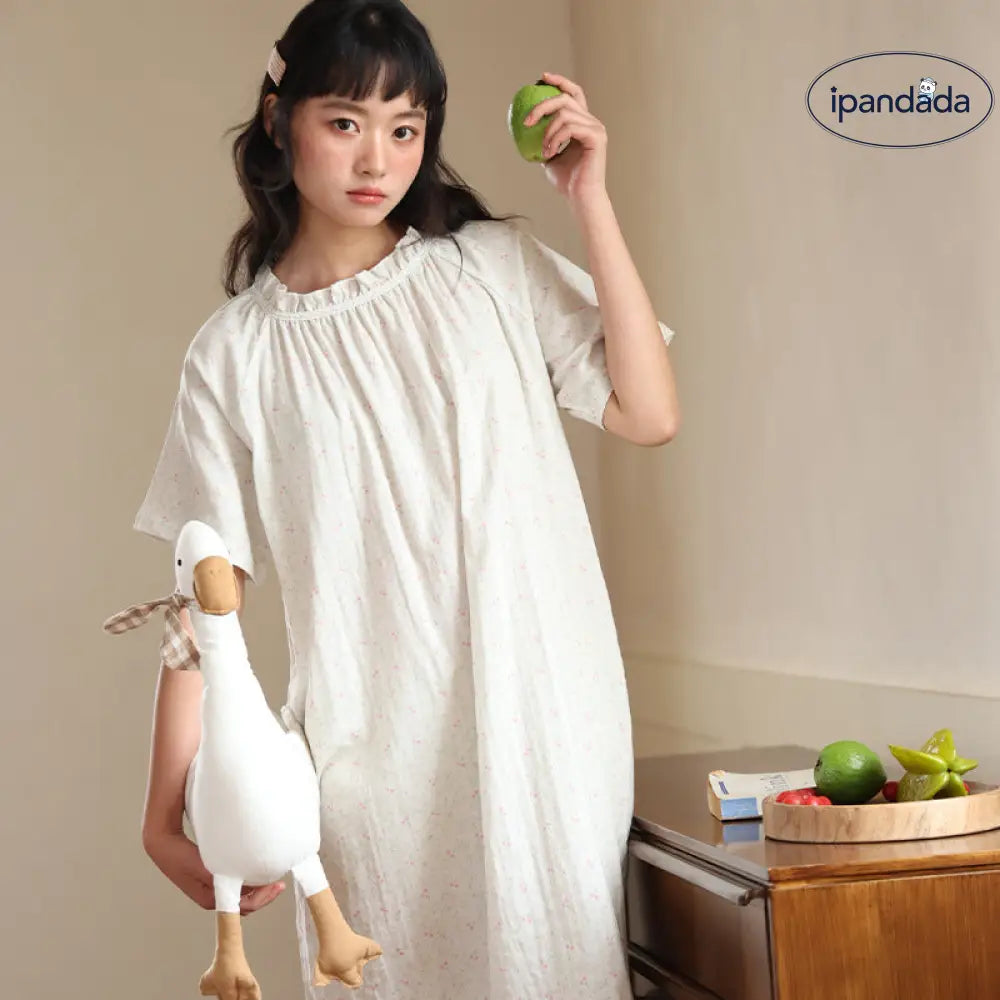ID538 4色展開 レディース ルームワンピース パジャマ 半袖 ロング丈 花柄 プリント 丸首 マタニティ 授乳 入院 レディース＞ワンピース