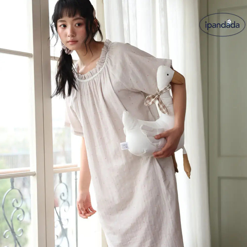 ID538 4色展開 レディース ルームワンピース パジャマ 半袖 ロング丈 花柄 プリント 丸首 マタニティ 授乳 入院 レディース＞ワンピース