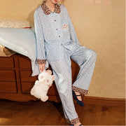 【ギフト】マリーちゃん ヒョウ柄  快適 パジャマ レディース 肌触り かわいい カジュアル 春秋 長袖 テンセル素材 かわいい 部屋着 ルームウェア セット カジュアル おしゃれ ID4234