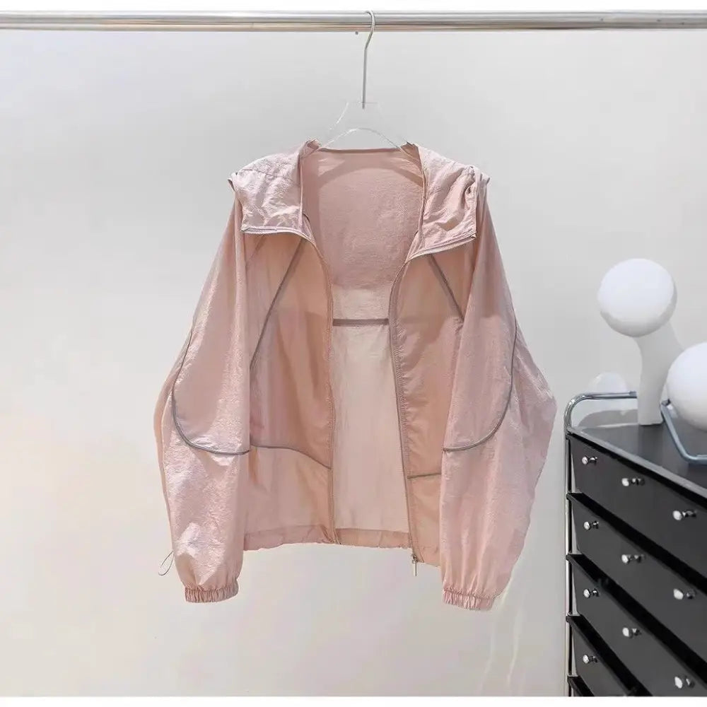 ID1349  5色展開 レディース UVカットジャケット 夏 超薄手 通気性抜群 ゆったりシルエット マルチシーン対応 エアコン対策 ウィンドブレーカー風 洗濯OK ポケット付き 新作 通販人気