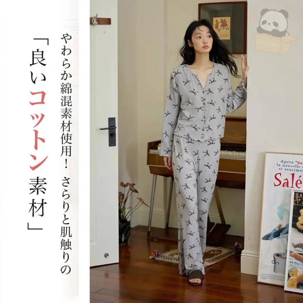 【5色展開】リボン柄 ルームウェア 部屋着 上下セット ワンマイルウエア レディース パジャマ 部屋着 カーディガン ホームウェア セットアップ 長袖 春 秋 レディース＞セットアップ
