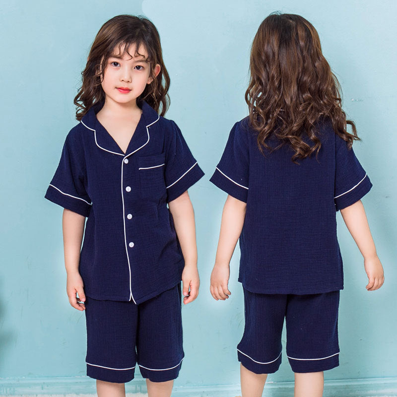 シンプル ギフト パジャマ 女の子 子供 キッズ 春秋 長袖 長ズボン ガーゼ  肌触り 通気性 吸湿性 お揃い 親子 ママと娘 ペアルック ルームウェア 部屋着 セットアップ かわいい カジュアル おしゃれ プレゼント ID4244