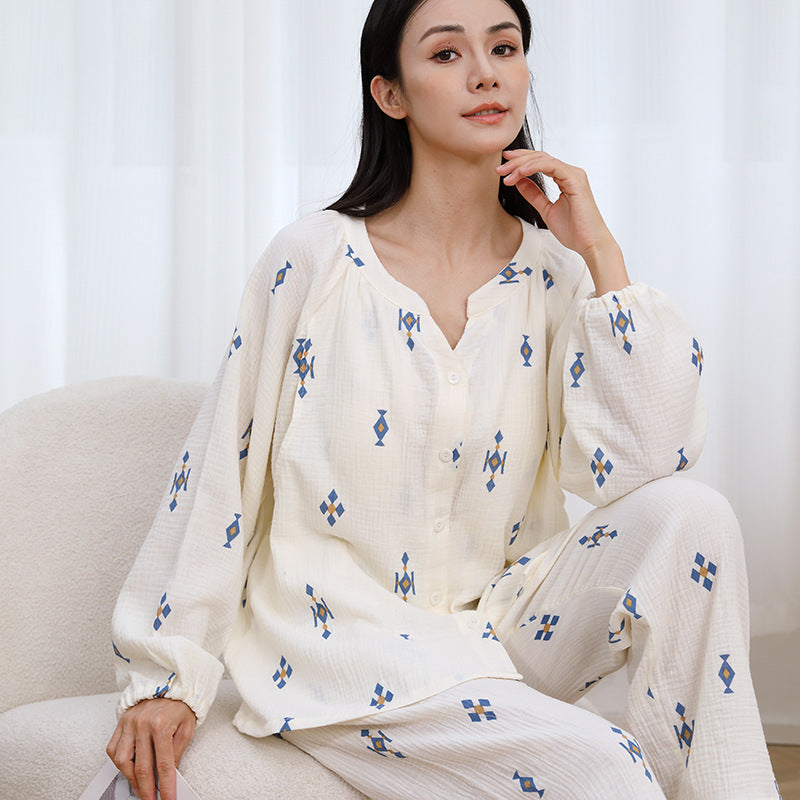 シンプル 綿 パジャマ 春秋 セット 長袖 ルームウェア 2点セット かわいい 暖かい 大きいサイズ 薄手 柔らか 入院 ID4287