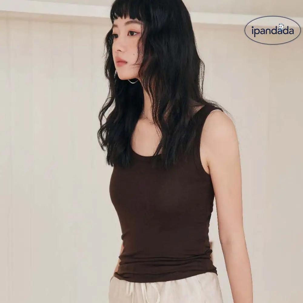 ID1155 6カラー ストラップベスト テンセルウール 女性用 無地 肌触り最高 外出可 インナー 涼感 軽量 通気性 シンプル 上品 ナチュラル リラックス 親肌 薄手 カジュアル デイリー トレンド 洗濯OK レディース＞インナー