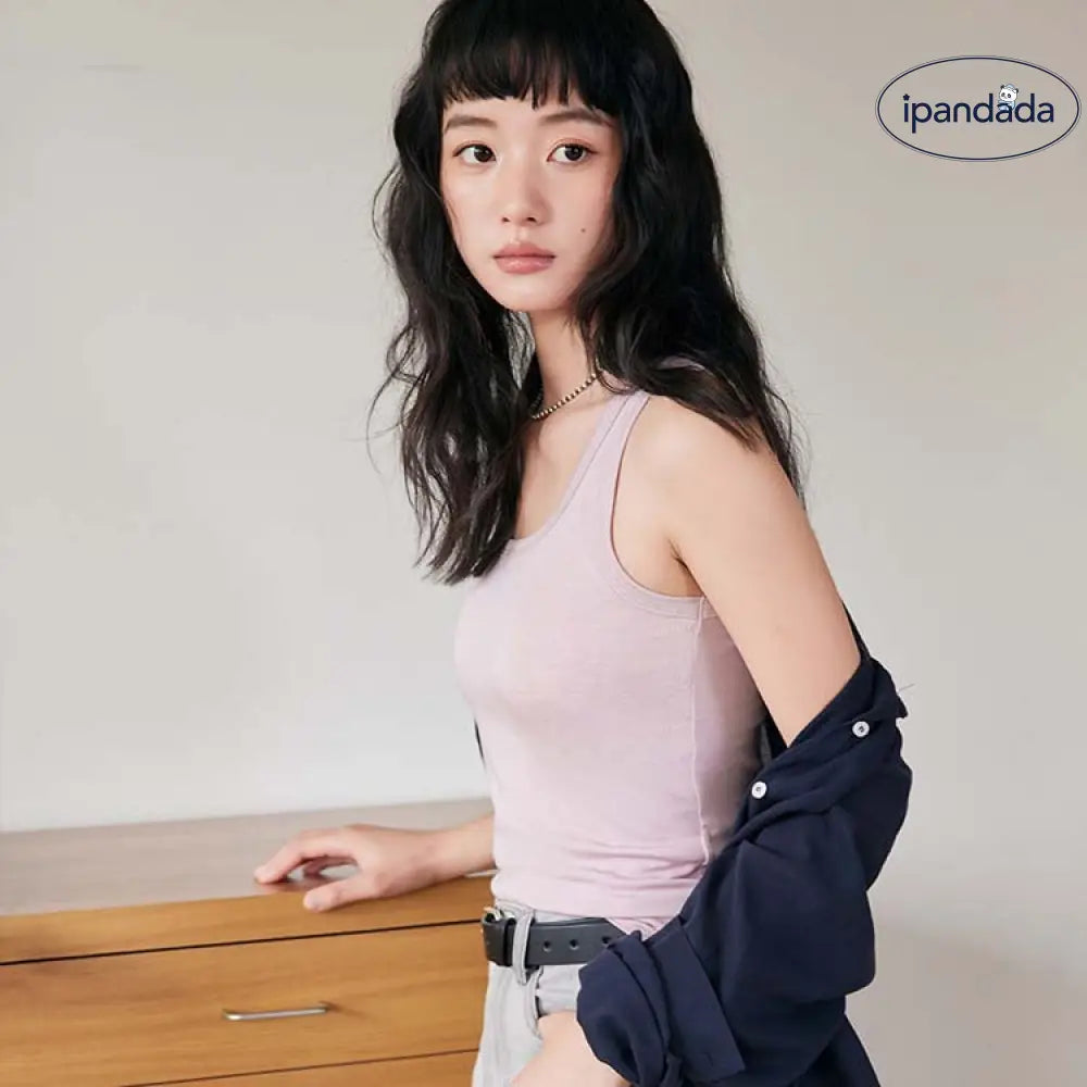 ID1155 6カラー ストラップベスト テンセルウール 女性用 無地 肌触り最高 外出可 インナー 涼感 軽量 通気性 シンプル 上品 ナチュラル リラックス 親肌 薄手 カジュアル デイリー トレンド 洗濯OK レディース＞インナー