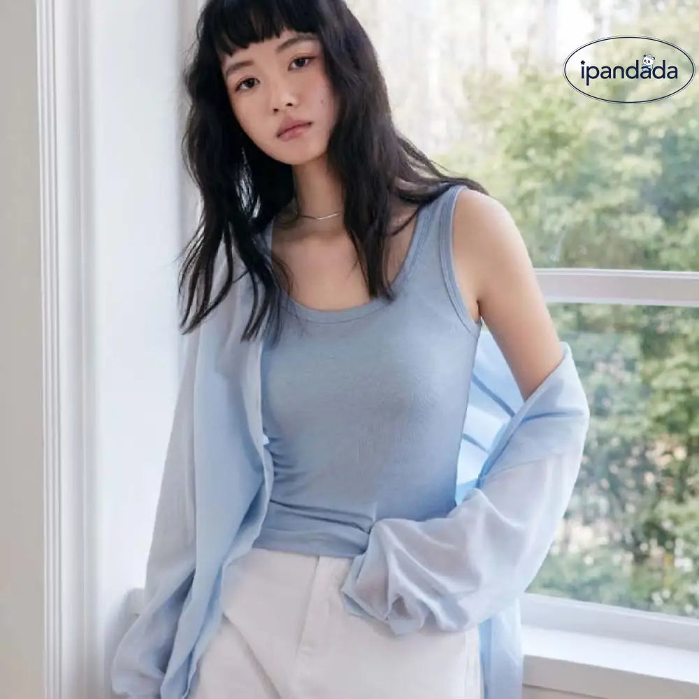 ID1155 6カラー ストラップベスト テンセルウール 女性用 無地 肌触り最高 外出可 インナー 涼感 軽量 通気性 シンプル 上品 ナチュラル リラックス 親肌 薄手 カジュアル デイリー トレンド 洗濯OK レディース＞インナー